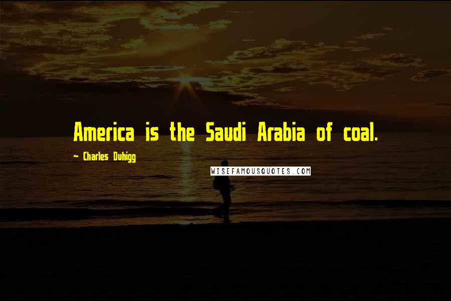 Charles Duhigg quotes: America is the Saudi Arabia of coal.