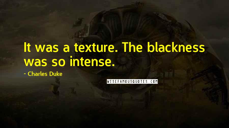 Charles Duke quotes: It was a texture. The blackness was so intense.