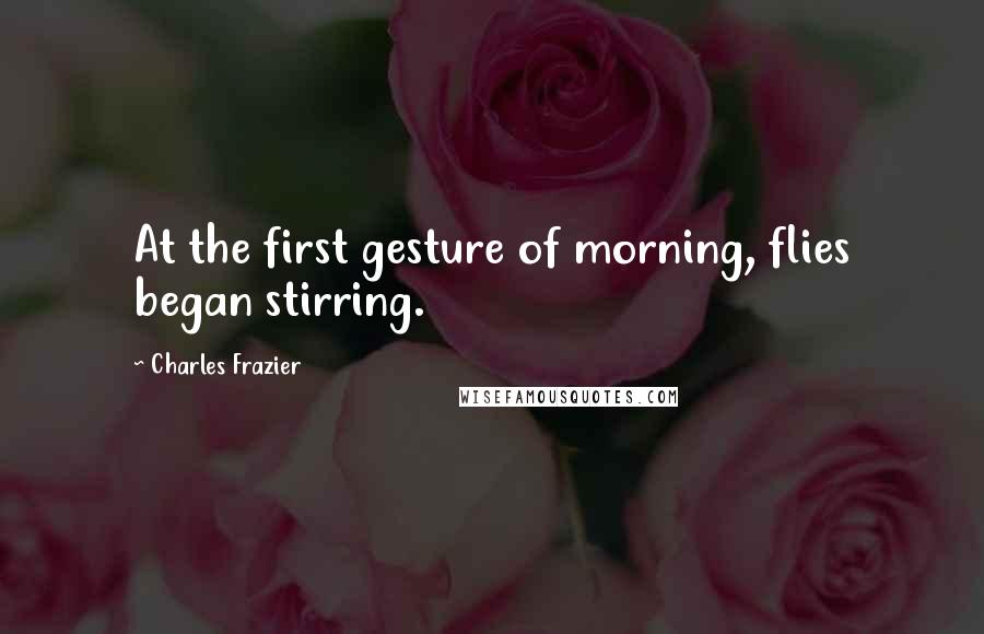 Charles Frazier quotes: At the first gesture of morning, flies began stirring.