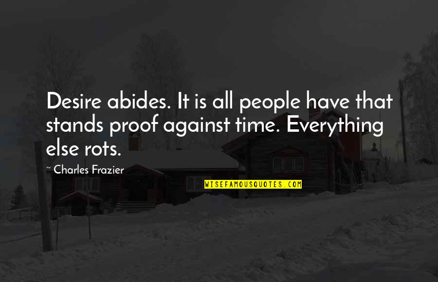 Charles Frazier Quotes By Charles Frazier: Desire abides. It is all people have that