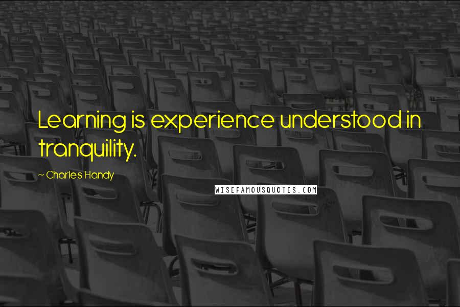 Charles Handy quotes: Learning is experience understood in tranquility.