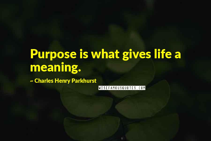 Charles Henry Parkhurst quotes: Purpose is what gives life a meaning.