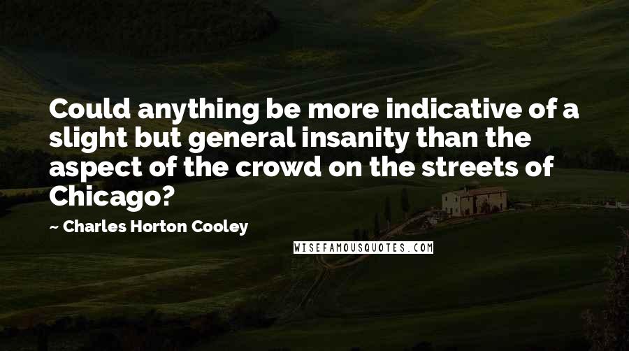 Charles Horton Cooley quotes: Could anything be more indicative of a slight but general insanity than the aspect of the crowd on the streets of Chicago?