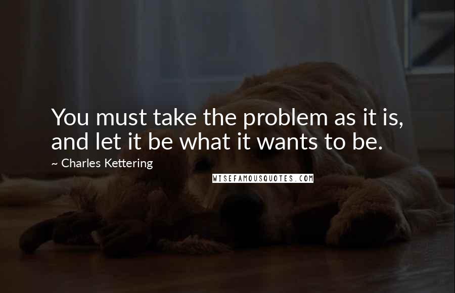 Charles Kettering quotes: You must take the problem as it is, and let it be what it wants to be.