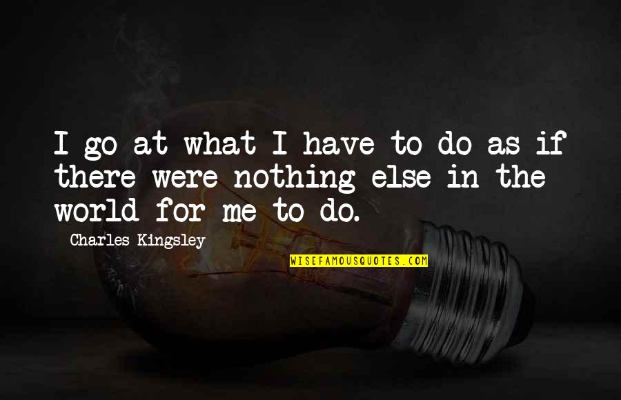 Charles Kingsley Quotes By Charles Kingsley: I go at what I have to do