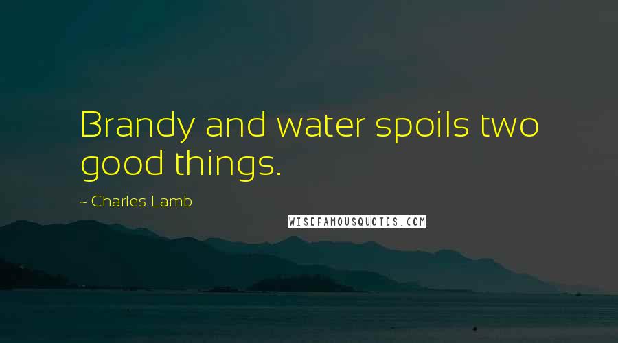 Charles Lamb quotes: Brandy and water spoils two good things.