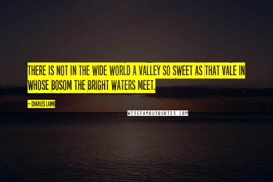 Charles Lamb quotes: There is not in the wide world a valley so sweet As that vale in whose bosom the bright waters meet.