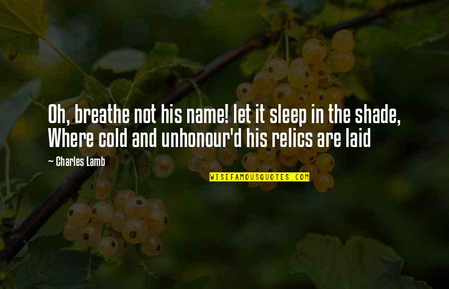 Charles Lamb Quotes By Charles Lamb: Oh, breathe not his name! let it sleep