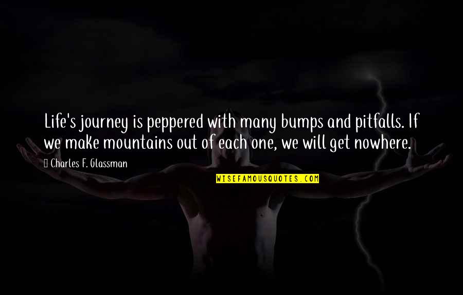 Charles Law Quotes By Charles F. Glassman: Life's journey is peppered with many bumps and Charles Law Quotes By Charles F. Glassman: Life's journey is peppered with many bumps and