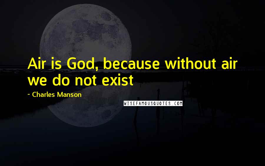 Charles Manson quotes: Air is God, because without air we do not exist