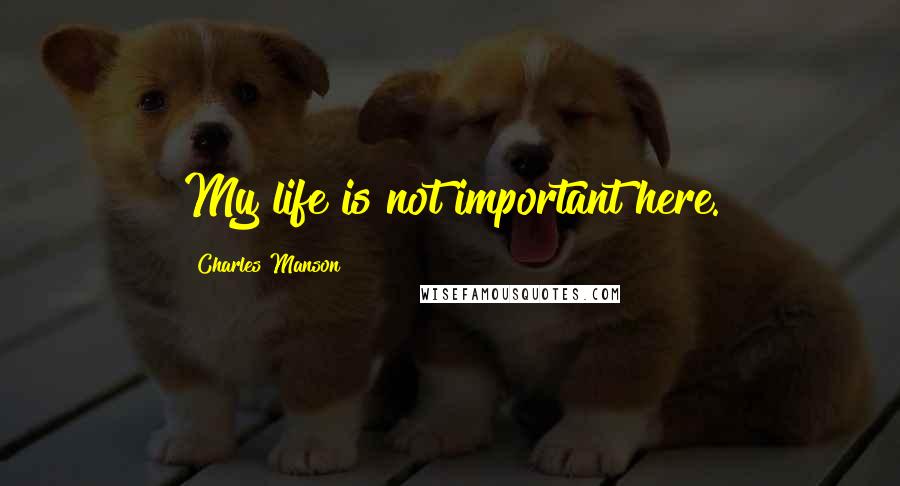 Charles Manson quotes: My life is not important here.