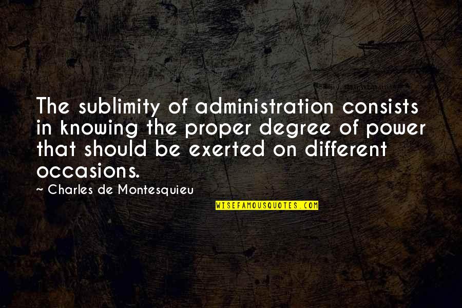 Charles Montesquieu Quotes By Charles De Montesquieu: The sublimity of administration consists in knowing the