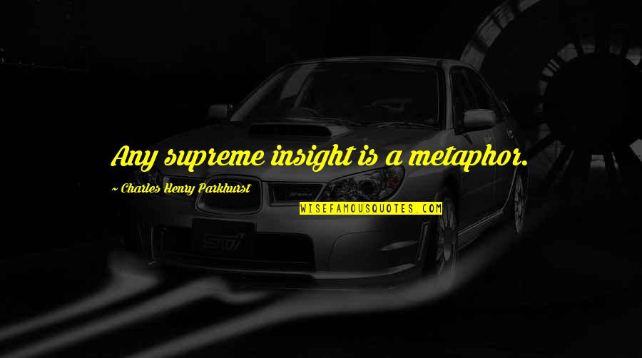 Charles Parkhurst Quotes By Charles Henry Parkhurst: Any supreme insight is a metaphor.