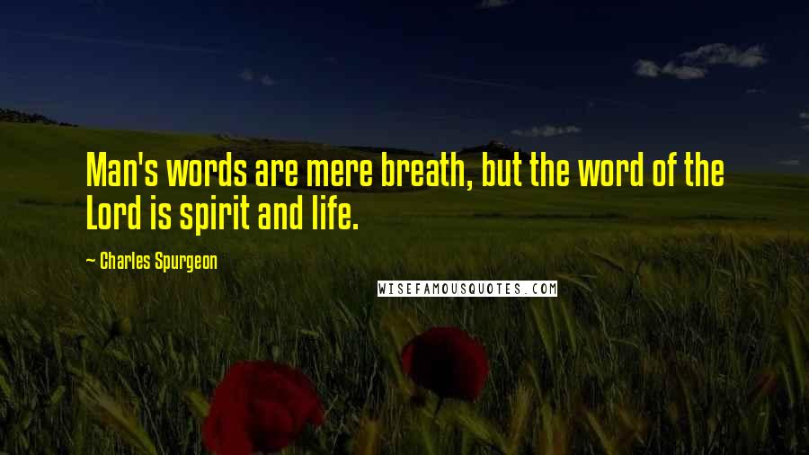 Charles Spurgeon quotes: Man's words are mere breath, but the word of the Lord is spirit and life.