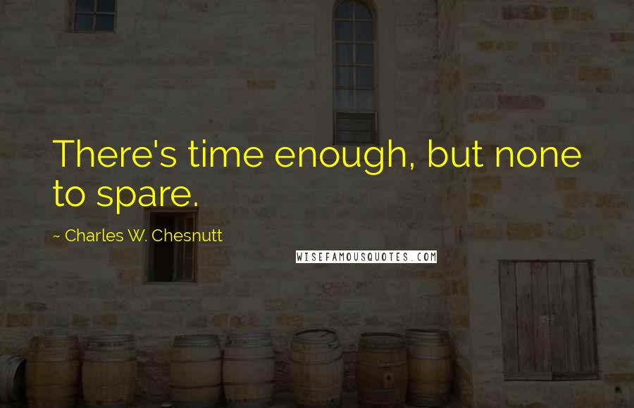 Charles W. Chesnutt quotes: There's time enough, but none to spare.