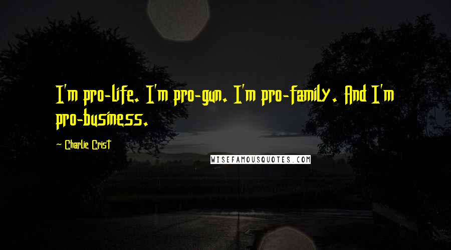 Charlie Crist quotes: I'm pro-life. I'm pro-gun. I'm pro-family. And I'm pro-business.