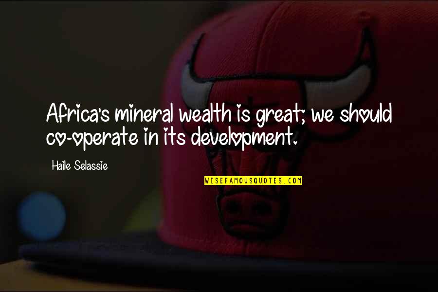 Charlie Harper Quotes By Haile Selassie: Africa's mineral wealth is great; we should co-operate