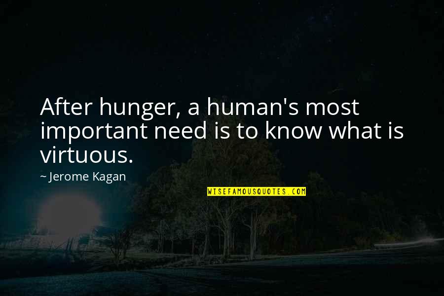 Charlie Huggins Quotes By Jerome Kagan: After hunger, a human's most important need is