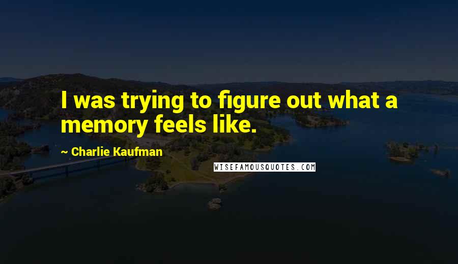 Charlie Kaufman quotes: I was trying to figure out what a memory feels like.