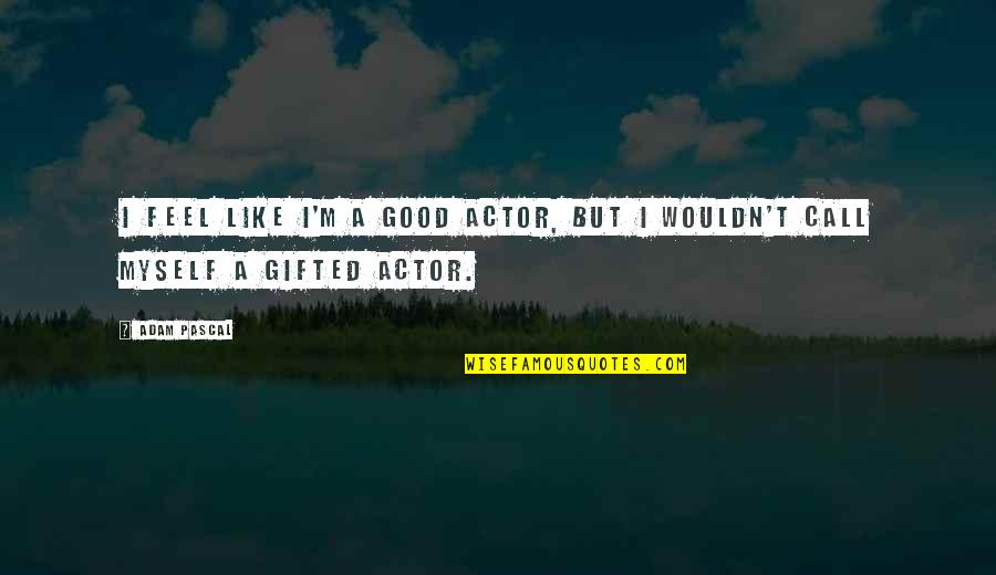 Charlie Kaufman Synecdoche Quotes By Adam Pascal: I feel like I'm a good actor, but