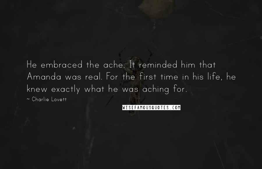 Charlie Lovett quotes: He embraced the ache. It reminded him that Amanda was real. For the first time in his life, he knew exactly what he was aching for.