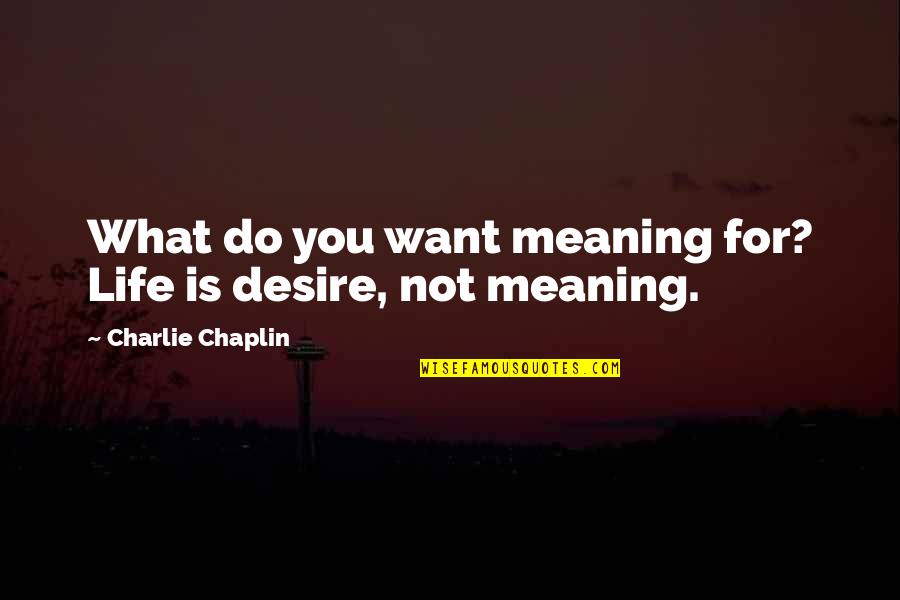 Charlie Quotes By Charlie Chaplin: What do you want meaning for? Life is