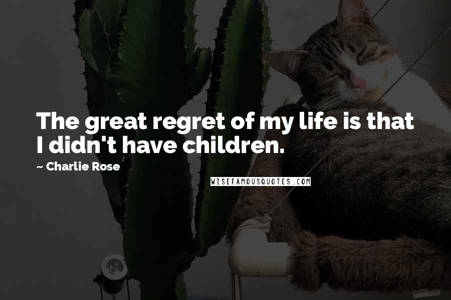 Charlie Rose quotes: The great regret of my life is that I didn't have children.