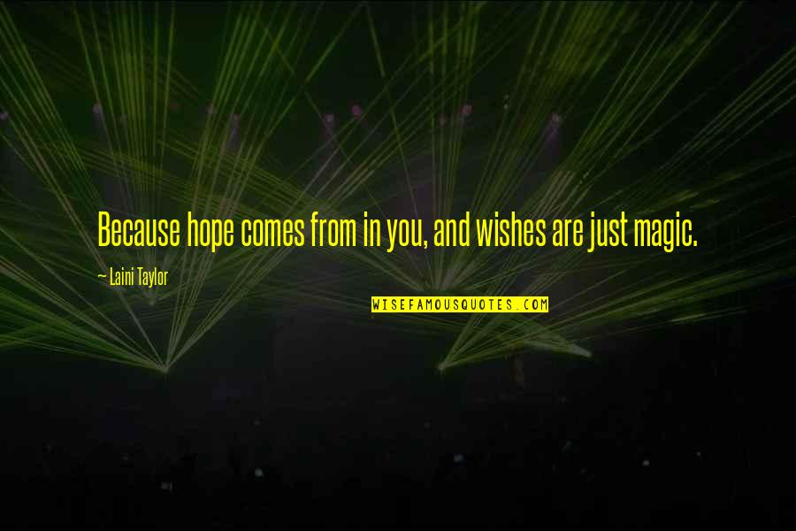 Charlie Waite Quotes By Laini Taylor: Because hope comes from in you, and wishes Charlie Waite Quotes By Laini Taylor: Because hope comes from in you, and wishes