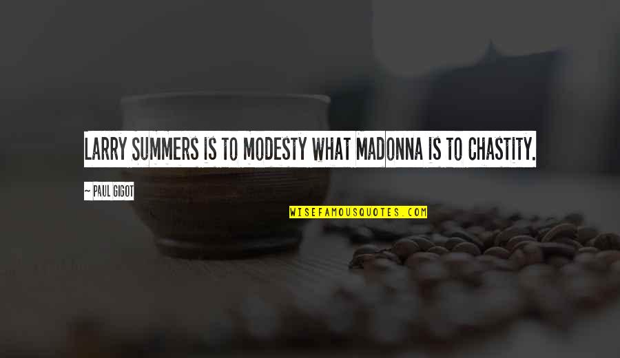 Charlotta Hornig Quotes By Paul Gigot: Larry Summers is to modesty what Madonna is