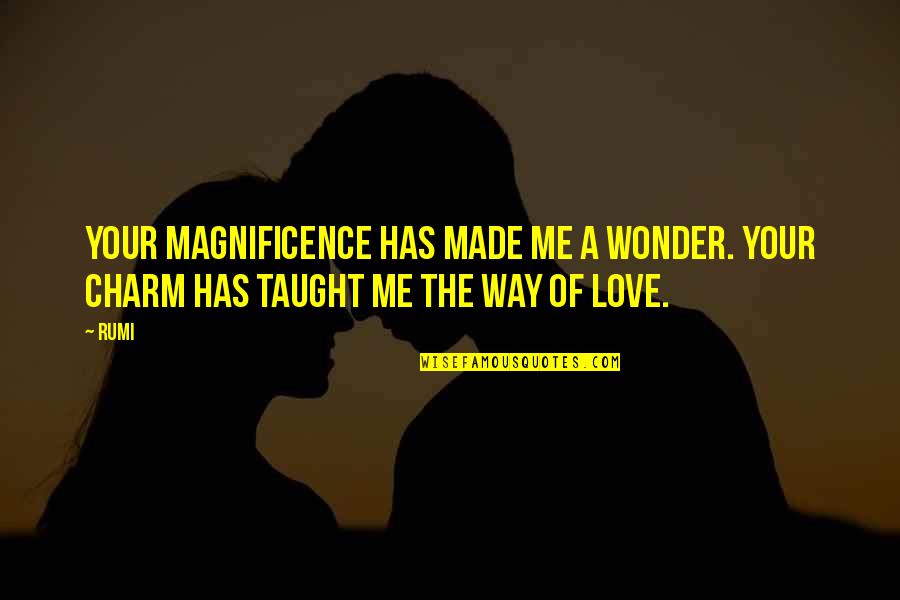 Charm Love Quotes By Rumi: Your magnificence has made me a wonder. Your