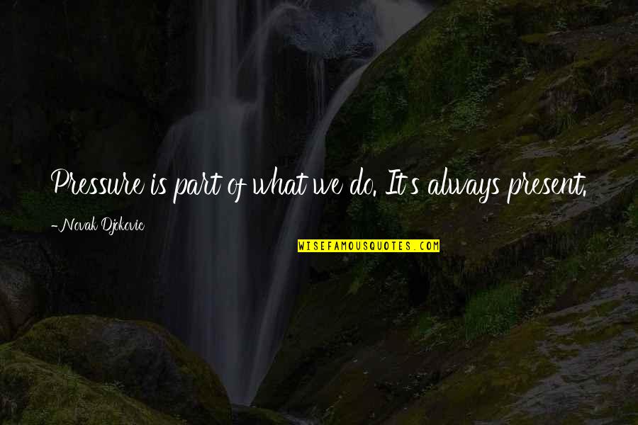 Charmeck Water Quotes By Novak Djokovic: Pressure is part of what we do. It's Charmeck Water Quotes By Novak Djokovic: Pressure is part of what we do. It's