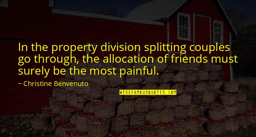 Charmette Quotes By Christine Benvenuto: In the property division splitting couples go through, Charmette Quotes By Christine Benvenuto: In the property division splitting couples go through,
