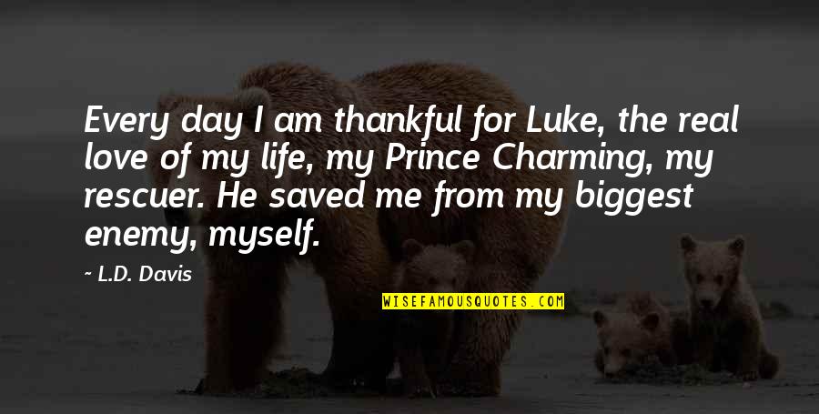 Charming Quotes By L.D. Davis: Every day I am thankful for Luke, the