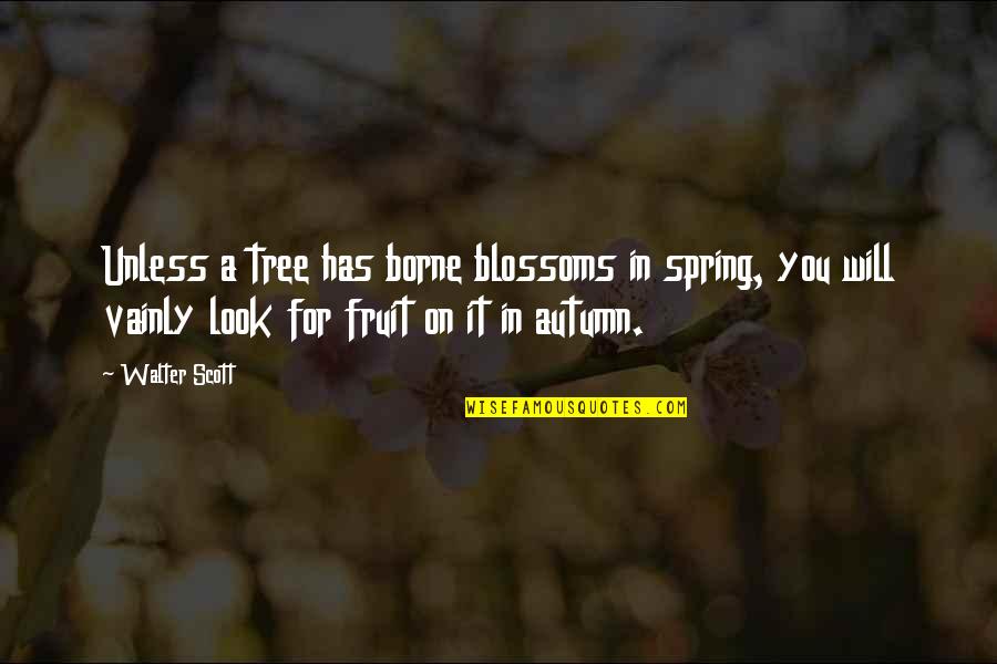 Charniele Quotes By Walter Scott: Unless a tree has borne blossoms in spring,