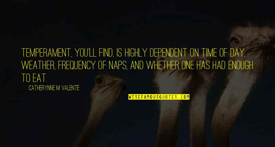 Charnowo Quotes By Catherynne M Valente: Temperament, you'll find, is highly dependent on time Charnowo Quotes By Catherynne M Valente: Temperament, you'll find, is highly dependent on time