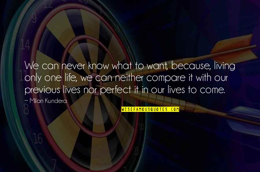 Chars Quotes By Milan Kundera: We can never know what to want, because,