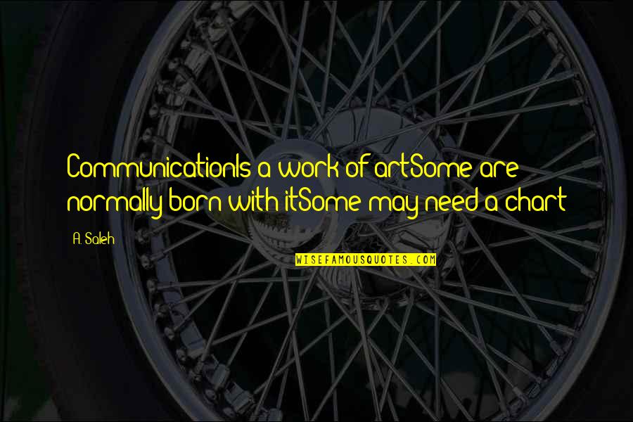 Chart Quotes By A. Saleh: CommunicationIs a work of artSome are normally born