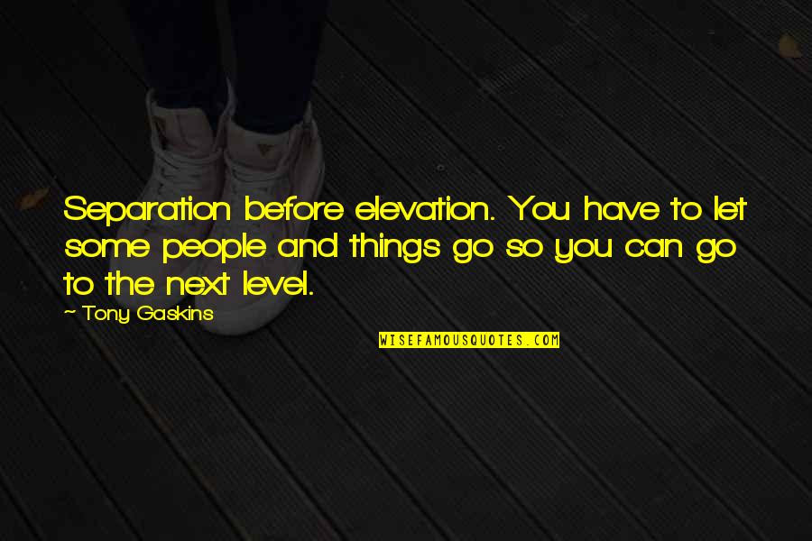 Chartlesschwablogin Quotes By Tony Gaskins: Separation before elevation. You have to let some