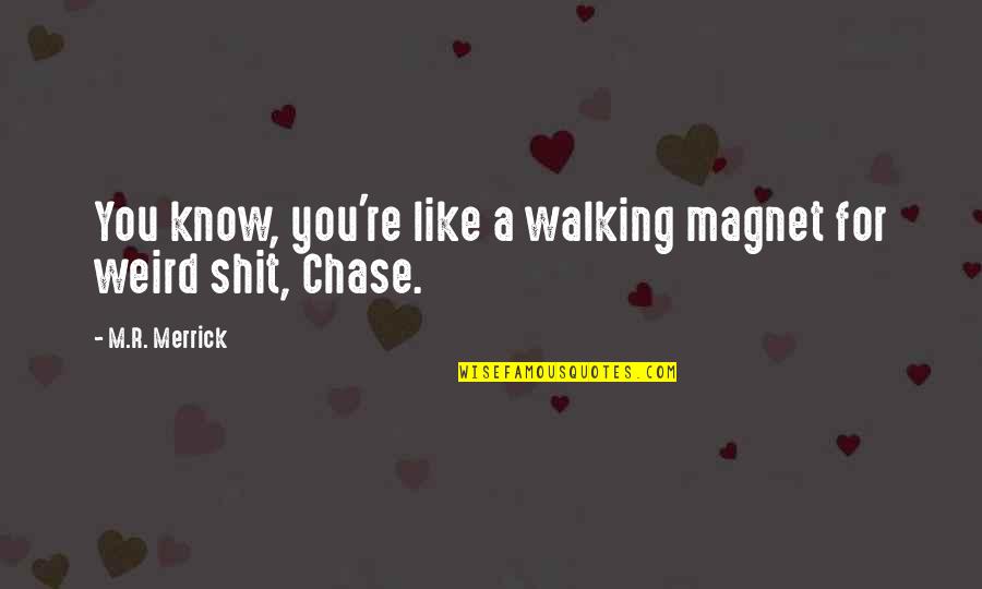 Chase Quotes By M.R. Merrick: You know, you're like a walking magnet for