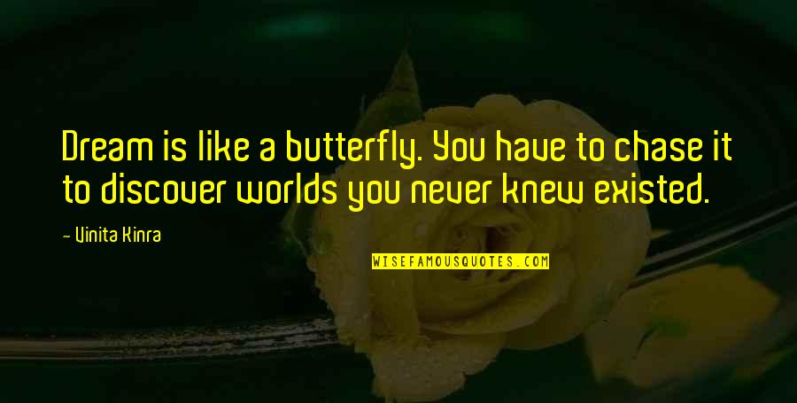 Chase Quotes Quotes By Vinita Kinra: Dream is like a butterfly. You have to