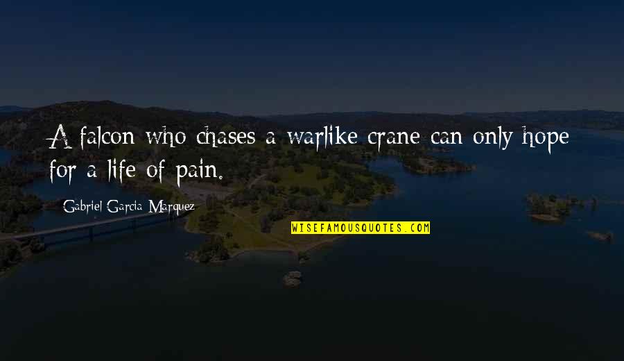 Chases Quotes By Gabriel Garcia Marquez: A falcon who chases a warlike crane can