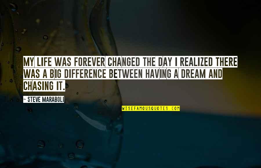 Chasing Dream Quotes By Steve Maraboli: My life was forever changed the day I