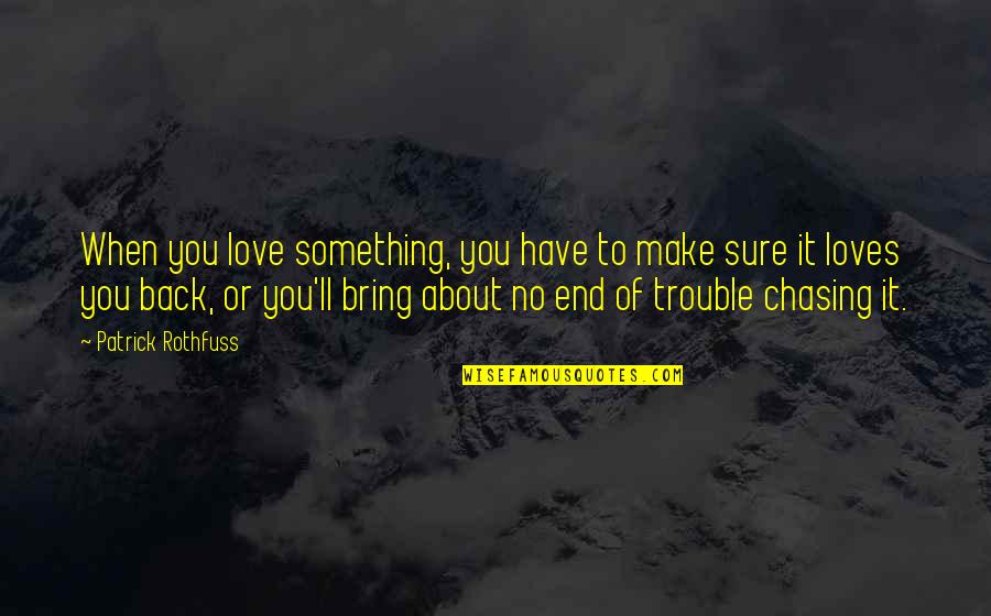 Chasing Love Quotes By Patrick Rothfuss: When you love something, you have to make