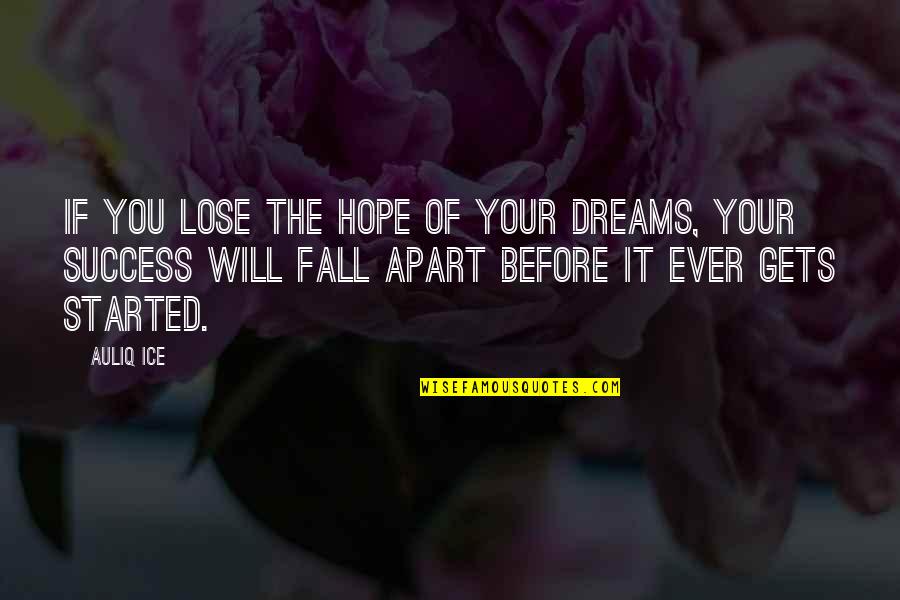 Chasing My Dreams Quotes By Auliq Ice: If you lose the hope of your dreams,