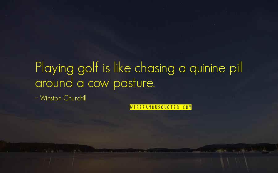 Chasing Quotes By Winston Churchill: Playing golf is like chasing a quinine pill