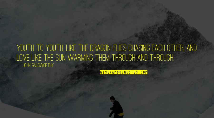 Chasing The Sun Quotes By John Galsworthy: Youth to youth, like the dragon-flies chasing each