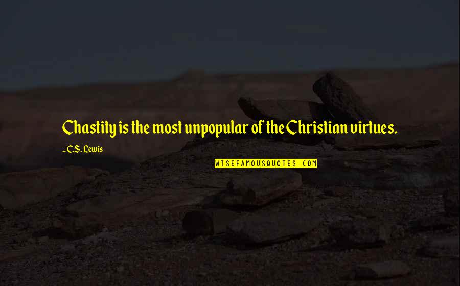 Chastity Virtue Quotes By C.S. Lewis: Chastity is the most unpopular of the Christian