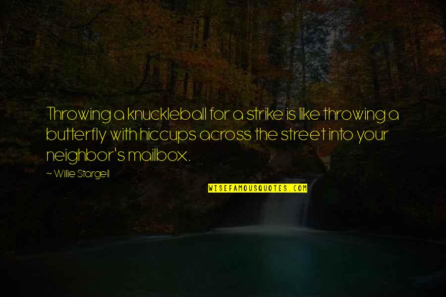 Chatchai Piyasombatkul Quotes By Willie Stargell: Throwing a knuckleball for a strike is like Chatchai Piyasombatkul Quotes By Willie Stargell: Throwing a knuckleball for a strike is like