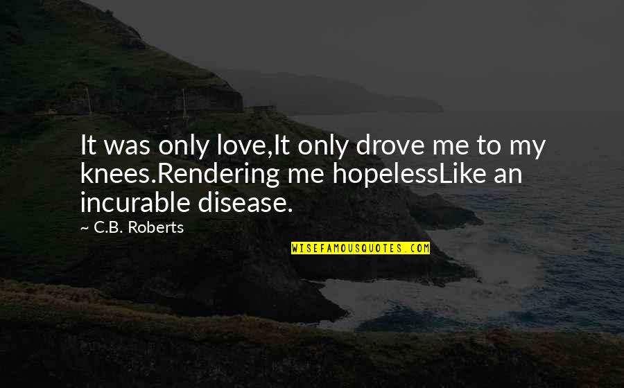 Chattery Fox Quotes By C.B. Roberts: It was only love,It only drove me to Chattery Fox Quotes By C.B. Roberts: It was only love,It only drove me to