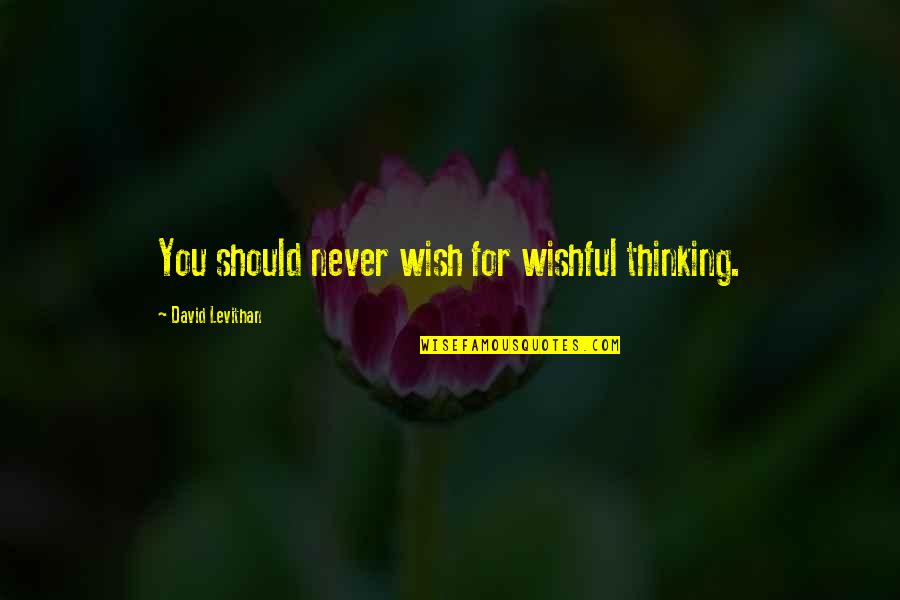 Chaudri Reema Quotes By David Levithan: You should never wish for wishful thinking. Chaudri Reema Quotes By David Levithan: You should never wish for wishful thinking.
